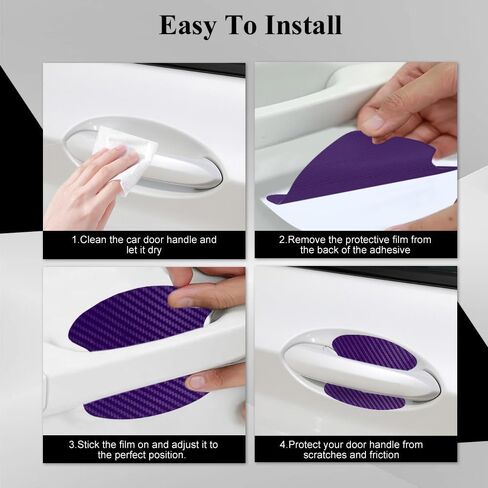 4pcs باب السيارة مقبض كوب واقي خدش ، ملصق مقبض باب السيارة ، فيلم واقٍ من باب الخدش ، إكسسوارات السيارة ، مقبض باب ، مقبض أفلام واقية عالمية للسيارات (الأرجواني ، 4 مساءً) in Kuwait