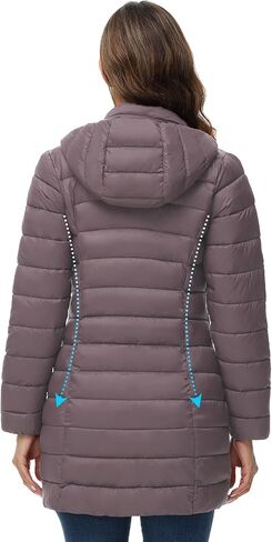 سترة منتفخة للسيدات من ROYAL MATRIX قابلة للتعبئة معطف منتفخ خفيف الوزن مع غطاء للرأس سترات منتفخة طويلة للشتاء الدافئ للسفر in Kuwait