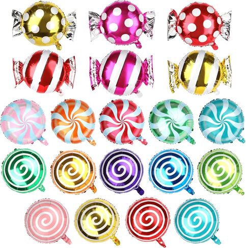 100 Pcs Happy Birthday Aluminum Foil Balloons for Birthday Party Decoration Supplies, 18 Inches Round Helium Floating Mylar Balloon (20 Patterns) in Kuwait