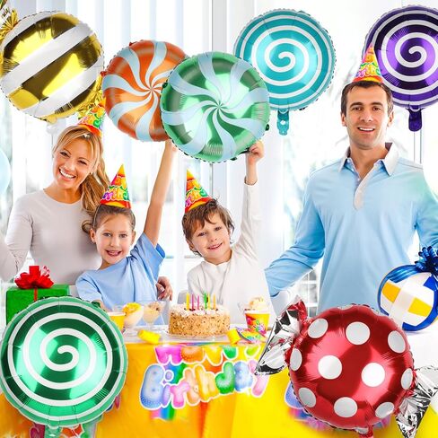 100 Pcs Happy Birthday Aluminum Foil Balloons for Birthday Party Decoration Supplies, 18 Inches Round Helium Floating Mylar Balloon (20 Patterns) in Kuwait