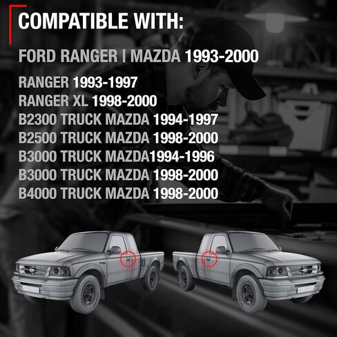 T1A Tailgate Handle Latch Assembly, Upgraded Metal - Compatible with 1993-2003 Ford Ranger; 1994-2010 Mazda B2300, B4000, 98-01 Mazda B2500, 94-08 Mazda B3000 - OEM F87Z-9943400-AAF, 79603, FO1915103 in Kuwait