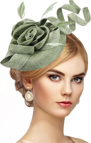 2025 Victoria Derby Fascinator - Kentucky Church Hats 1920s 50s Vintage Tea Party Hat with Hair Clip for Women in Saudi Arabia