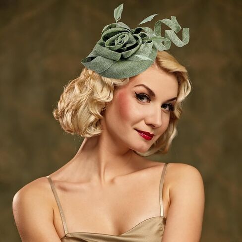 2025 Victoria Derby Fascinator - Kentucky Church Hats 1920s 50s Vintage Tea Party Hat with Hair Clip for Women in Saudi Arabia