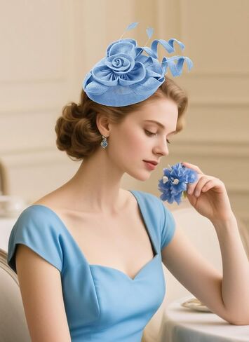 2025 Victoria Derby Fascinator - Kentucky Church Hats 1920s 50s Vintage Tea Party Hat with Hair Clip for Women in Saudi Arabia