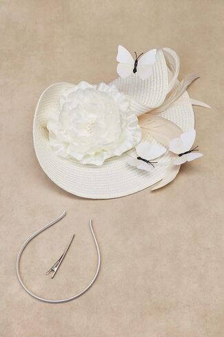 BABEYOND Tea Party Fascinator Hat for Women Kentucky Headwear Derby Wide Brim Butterfly Church Hat for Cocktail Wedding in Kuwait