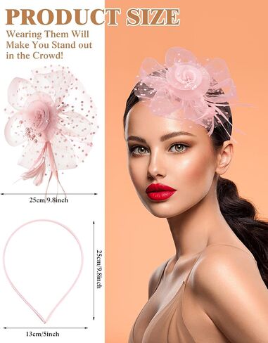 yunsailing 3 pack fascinators قبعات للنساء ، قبعات حفلة الشاي للفتيات زهرة الكوكتيل شبكة الريش مقطع الشعر للحفلة in Saudi Arabia