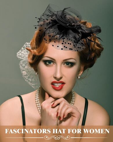 yunsailing 3 pack fascinators قبعات للنساء ، قبعات حفلة الشاي للفتيات زهرة الكوكتيل شبكة الريش مقطع الشعر للحفلة in Saudi Arabia