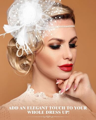 yunsailing 3 pack fascinators قبعات للنساء ، قبعات حفلة الشاي للفتيات زهرة الكوكتيل شبكة الريش مقطع الشعر للحفلة in Saudi Arabia