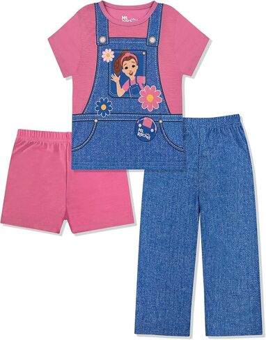 Ms. Rachel Kids Pajama Set - 3 Piece Sleepwear Set with Pants, Shirt & Shorts - Girls & Boys Toddler Pjs - Official Product in Kuwait