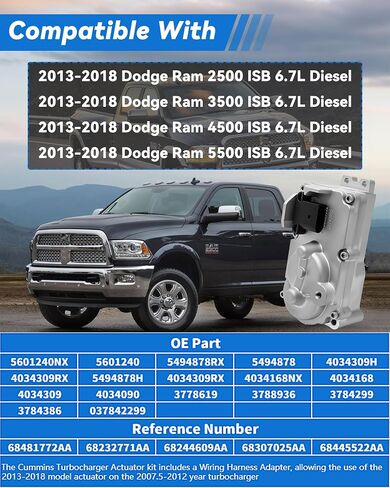 549487878RX 6.7 Cummins Turbo Actuator متوافق مع 2013-2018 Dodge RAM 2500 3500 4500 5500 VGT Turbo Holset HE300VG HE351VE يحل محل مشغل الشاحن التوربيني 68481772AA 5601240NX W/ in Kuwait