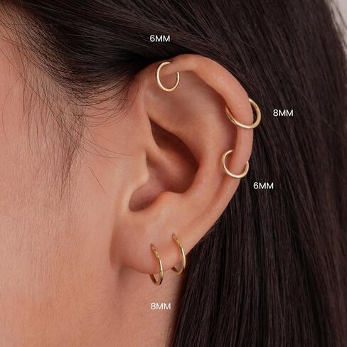 10pcs Stack Nose Rings Hoop, 316L Stainless Steel Helix Piercing Jewelry, Cartilage Earrings, Tragus Daith Rook Piercing Jewelry Septum Ring 16G in Kuwait