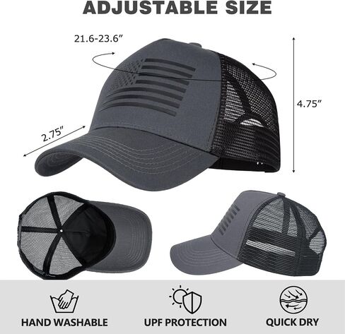 2pcs American Flag Trucker Hat for Men Women,Baseball Cap Adjustable Snapback Hats,3D Embossed Logo in Kuwait