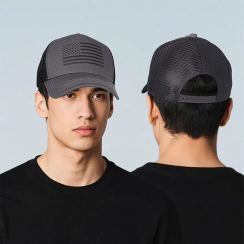 2pcs American Flag Trucker Hat for Men Women,Baseball Cap Adjustable Snapback Hats,3D Embossed Logo in Kuwait