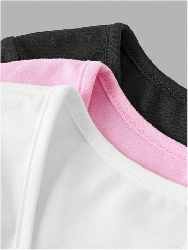 Girl's 3 Packs Basic Tees Shirts Tops Square Neck Short Sleeve Slim Fit Summer Clothes Base Layer Tees in Kuwait