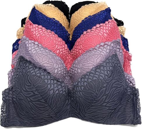 6 Pieces Full Cup/Demi Wired Gentle Pushup Push Up Bra A/B/C in Saudi Arabia