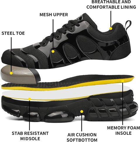 LIANGGO Steel Toe Shoes for Men Women Composite Toe Comfortable Work Safety Lightweight Indestructible Slip Resistant Walking Sneaker Zapatos De Trabajo para Hombres Mujer in Saudi Arabia