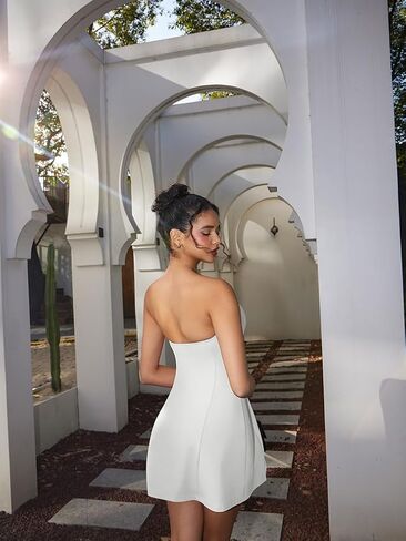 Hyz Women's Tube Sublesseless Y2K Prett Party A-Line Mini Dress in Kuwait