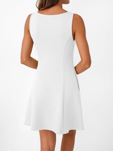 LILLUSORY Women's A-Line Boat Neck Flowy Mini Dress Summer 2025 Going Out Party Club Vacation Sleeveless Tank Dresses in Kuwait