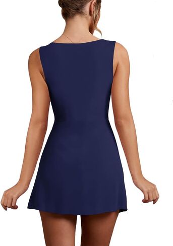 WISFRUIT Women's Sexy Square Neck Mini Dress Sleeveless Bodycon Ruched Split Party Club Short Tank Dresses in Saudi Arabia