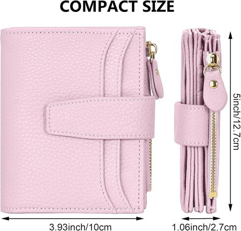 oscaurt Small Wallet Women RFID Blocking Bifold Compact Credit Card Holder Leather Wallets for Women with Zipper Coin Pocket and 2 ID Window (Pink) in Saudi Arabia