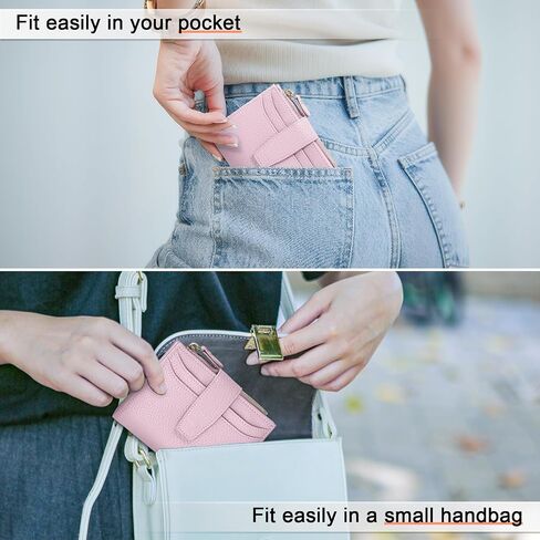 oscaurt Small Wallet Women RFID Blocking Bifold Compact Credit Card Holder Leather Wallets for Women with Zipper Coin Pocket and 2 ID Window (Pink) in Saudi Arabia