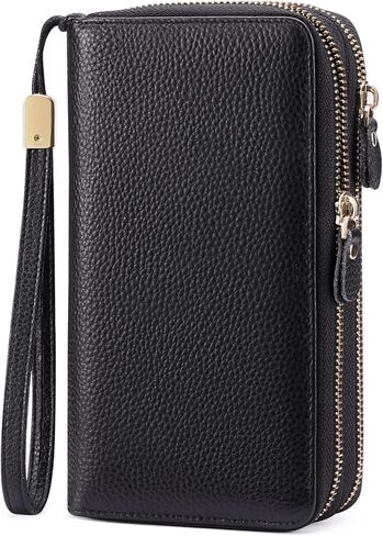SENDEFN Leather Women Wallet RFID Blocking Zipper Around Phone Holder Clutch Wristlet Large Capacity in Saudi Arabia