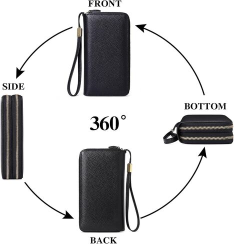 SENDEFN Leather Women Wallet RFID Blocking Zipper Around Phone Holder Clutch Wristlet Large Capacity in Saudi Arabia