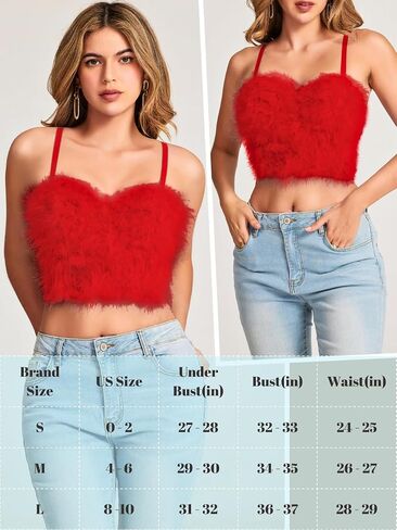 Kaei&Shi Sexy Feather Corset Crop Top,Faux Fur Push Up Bustier Tops,Birthday Party Ourfits Christmas in Saudi Arabia