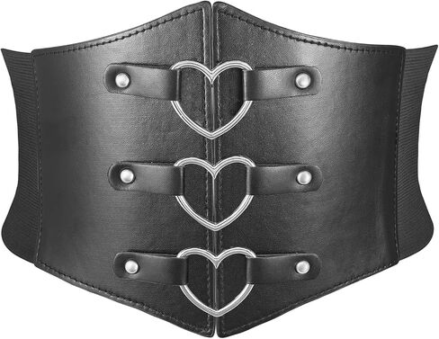 MILAKOO Womens Elastic Costume Waist Belt Vintage Waspie Black Corcest Retro Goth Wasit Cinch Belt in Saudi Arabia