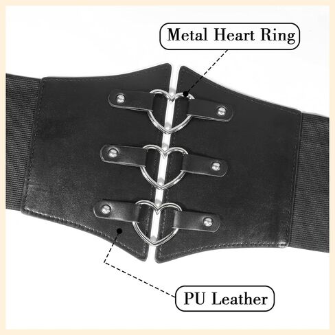 MILAKOO Womens Elastic Costume Waist Belt Vintage Waspie Black Corcest Retro Goth Wasit Cinch Belt in Saudi Arabia