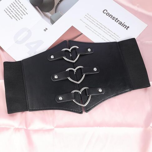 MILAKOO Womens Elastic Costume Waist Belt Vintage Waspie Black Corcest Retro Goth Wasit Cinch Belt in Saudi Arabia