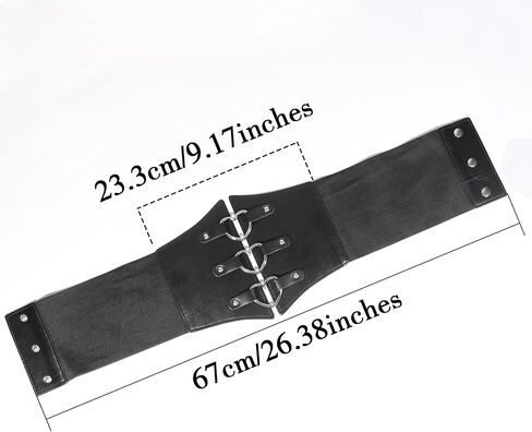 MILAKOO Womens Elastic Costume Waist Belt Vintage Waspie Black Corcest Retro Goth Wasit Cinch Belt in Saudi Arabia