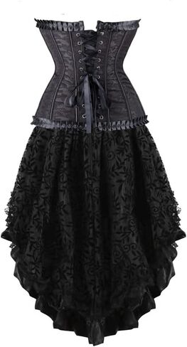 GREBRAFAN Steampunk Corset Skirt Renaissance BONDED BOUSTIORS for Women in Kuwait