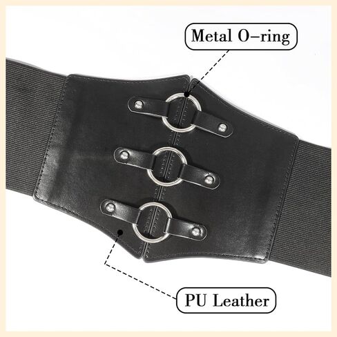 MILAKOO Womens Elastic Costume Waist Belt Vintage Waspie Black Corcest Retro Goth Wasit Cinch Belt in Saudi Arabia