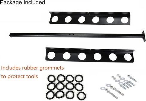 Hand Tool Rack for Truck Trailer, 6 Holes Hand Tool Rack for Open Style Trailers, Landscape Hand Tool with Rubber Grommets and Mounting Hardware, Black Powder Coated … in Saudi Arabia