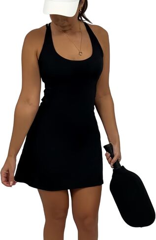 Womens Pickleball Dress with Built-in Sports Bra and Seperate Shorts with Pockets - Athletic Tennis Dress in Saudi Arabia