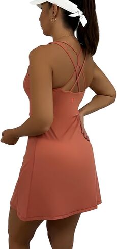 Womens Pickleball Dress with Built-in Sports Bra and Seperate Shorts with Pockets - Athletic Tennis Dress in Saudi Arabia