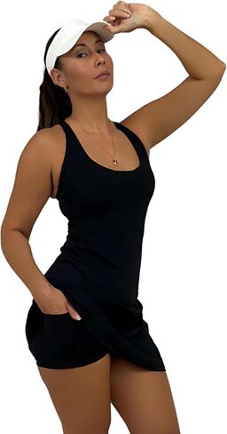 Womens Pickleball Dress with Built-in Sports Bra and Seperate Shorts with Pockets - Athletic Tennis Dress in Saudi Arabia