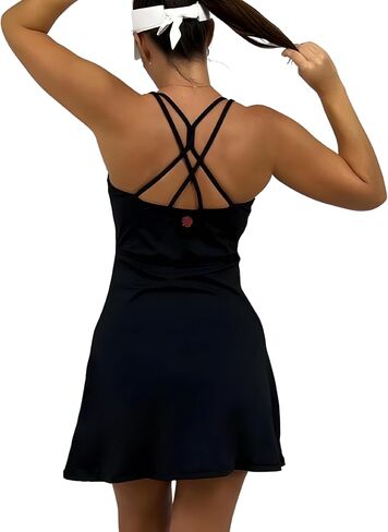 Womens Pickleball Dress with Built-in Sports Bra and Seperate Shorts with Pockets - Athletic Tennis Dress in Saudi Arabia