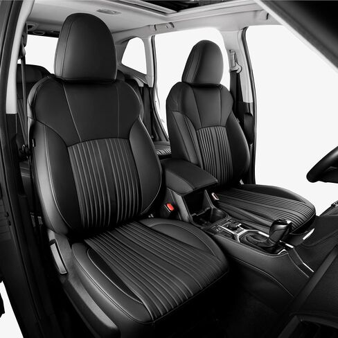 Custom Seat Covers for Forester 2018 2017 2016 2015 2014 - Nappa Leather Front and Rear Car Seat Covers Full Set with Console Cover Waterproof Forester Accessories, Black in Kuwait