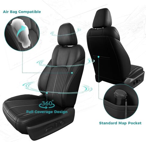 Custom Seat Covers for Forester 2018 2017 2016 2015 2014 - Nappa Leather Front and Rear Car Seat Covers Full Set with Console Cover Waterproof Forester Accessories, Black in Kuwait