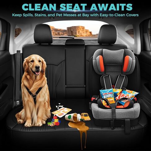 Custom Seat Covers for Forester 2018 2017 2016 2015 2014 - Nappa Leather Front and Rear Car Seat Covers Full Set with Console Cover Waterproof Forester Accessories, Black in Kuwait