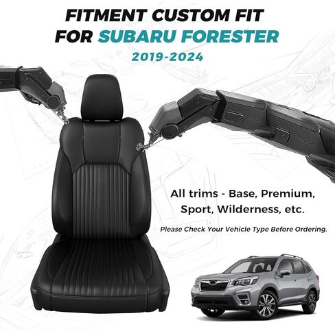 Custom Seat Covers for Forester 2018 2017 2016 2015 2014 - Nappa Leather Front and Rear Car Seat Covers Full Set with Console Cover Waterproof Forester Accessories, Black in Kuwait