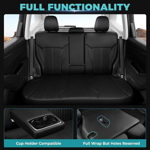 Custom Seat Covers for Forester 2018 2017 2016 2015 2014 - Nappa Leather Front and Rear Car Seat Covers Full Set with Console Cover Waterproof Forester Accessories, Black in Kuwait