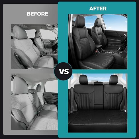 Custom Seat Covers for Forester 2018 2017 2016 2015 2014 - Nappa Leather Front and Rear Car Seat Covers Full Set with Console Cover Waterproof Forester Accessories, Black in Kuwait