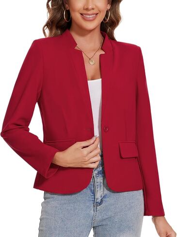 Blazers for Women Long Sleeve Notch Collar Blazer Button Front Casual Work Office Suit Jackets with Pockets in Saudi Arabia