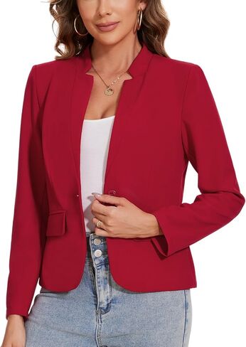 Blazers for Women Long Sleeve Notch Collar Blazer Button Front Casual Work Office Suit Jackets with Pockets in Saudi Arabia