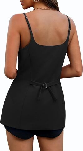 Yousify Womens Spaghetti Strap Tank Top Summer Blazer Vest Button Down Business Cami Square Neck Sexy Camisole Dressy Casual in Saudi Arabia