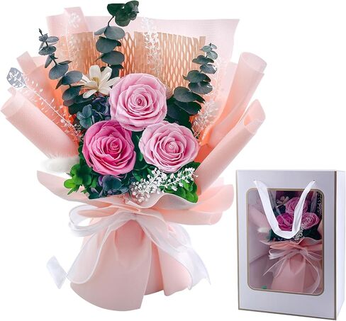 Preserved Flower Bouquet Blue Bouquet Flowers with Gift Box Eternal Roses for Women Mom Wife Girlfriend Grandma Gift for Valentine Anniversary Birthday Christmas for Delivery in Saudi Arabia