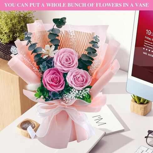Preserved Flower Bouquet Blue Bouquet Flowers with Gift Box Eternal Roses for Women Mom Wife Girlfriend Grandma Gift for Valentine Anniversary Birthday Christmas for Delivery in Saudi Arabia